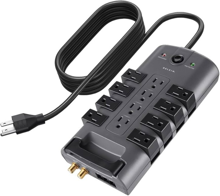Belkin 12-Outlet Pivot-Plug Power Strip Surge Protector with 8-Foot Power Cord_ 4320 Joules