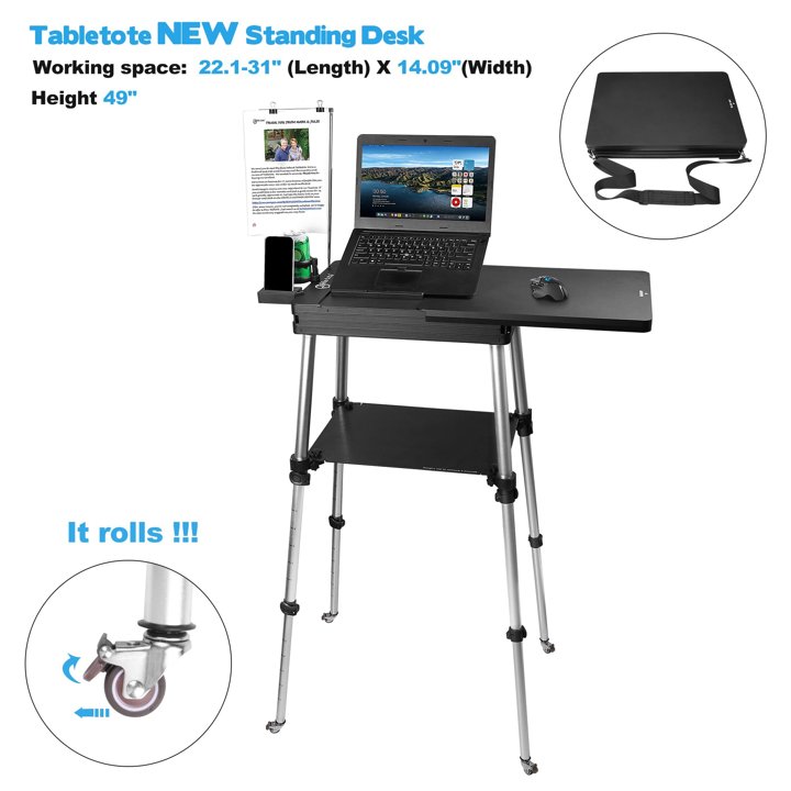 Essential Upgrade_ Tabletote Plus Black Portable Compact Lightweight Adjustable Height Laptop Notebook Computer Stand for Enhanced Productivity