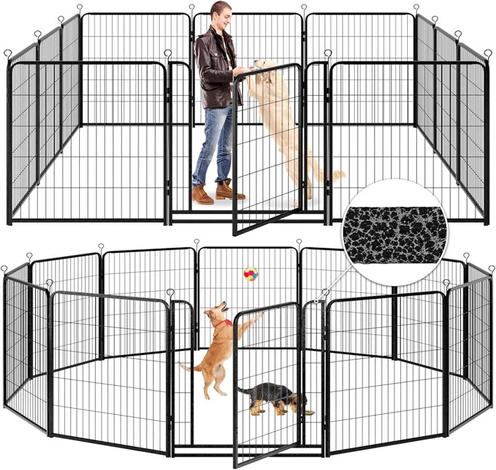 Extra Large Exercise Pen Heavy Duty 40-Inch with Door Big Dog Black