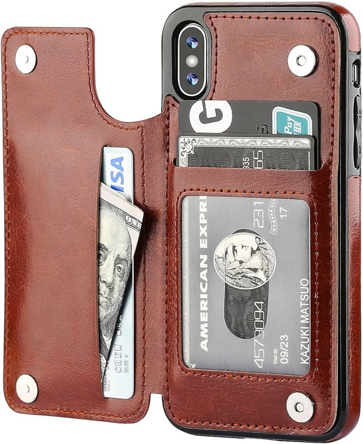 Leather Phone Case for iPhone XS with Card Slots