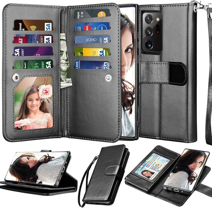 note 5 wallet phone case with removeable phone case