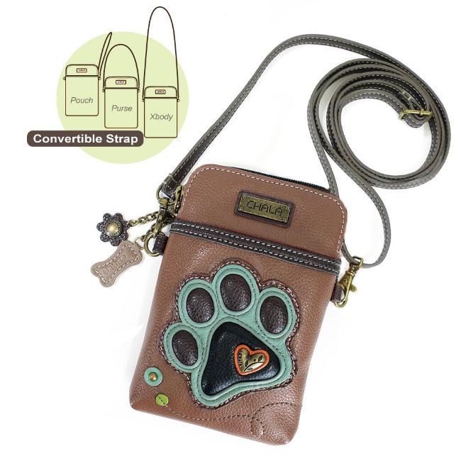 Crossbody Wallet Phone Case with Paw Prints