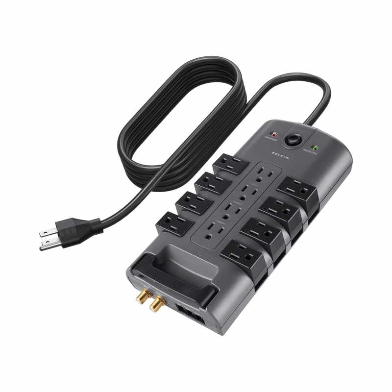 Belkin 12-Outlet Pivot-Plug Power Strip Surge Protector with 8-Foot Power Cord_ 4320 Joules