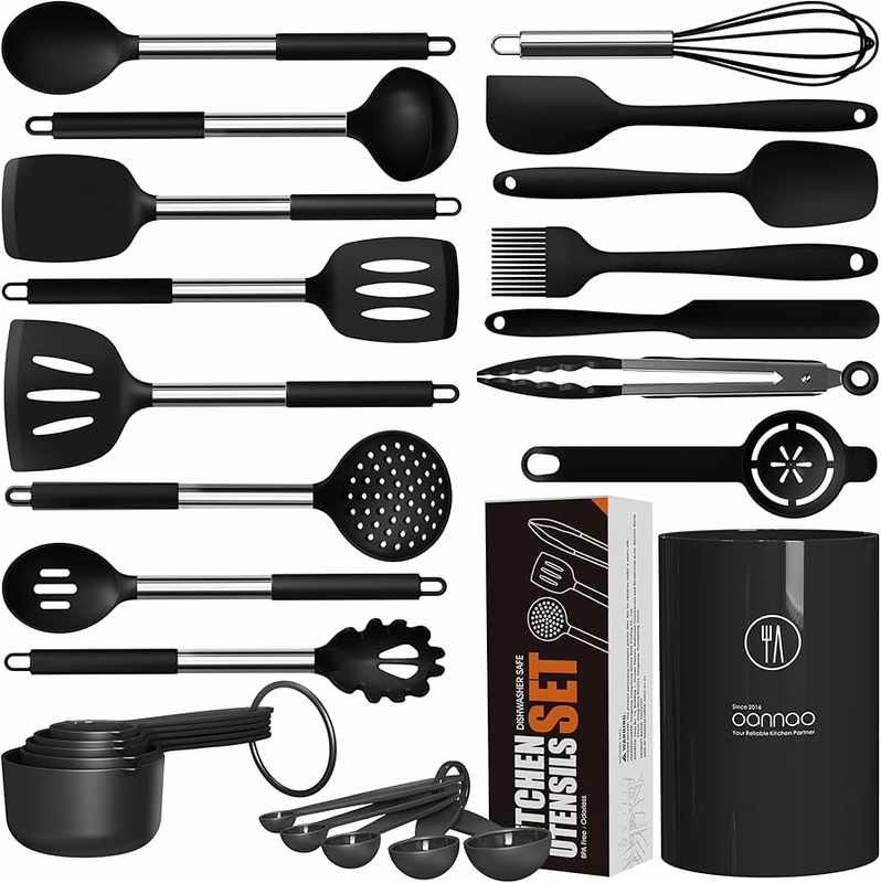 Best Beautiful Silicone Kitchen Utensil Set_ High Heat Resistant