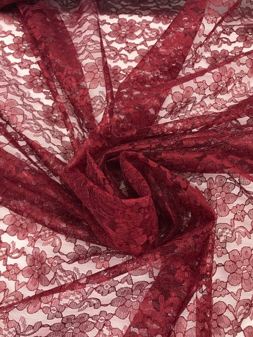 Burgundy Rashelle Lace Fabric
