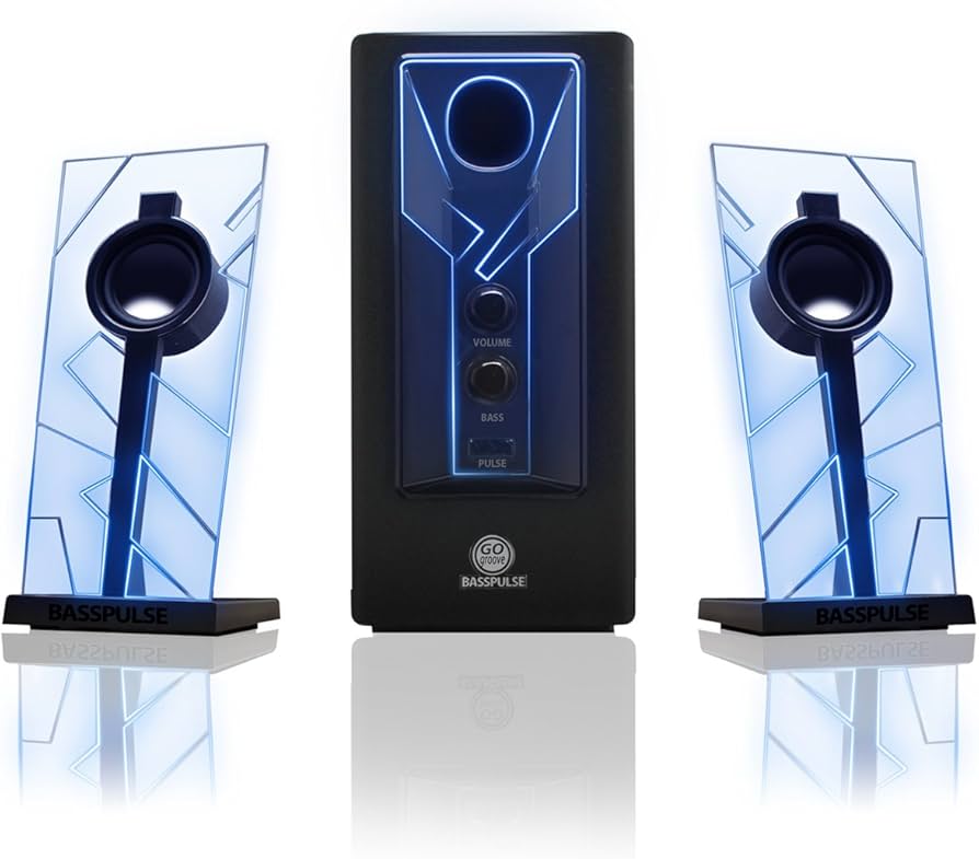 5_1 Surround Sound Computer Speakers with 80 Watts and Blue LED Glow Lights