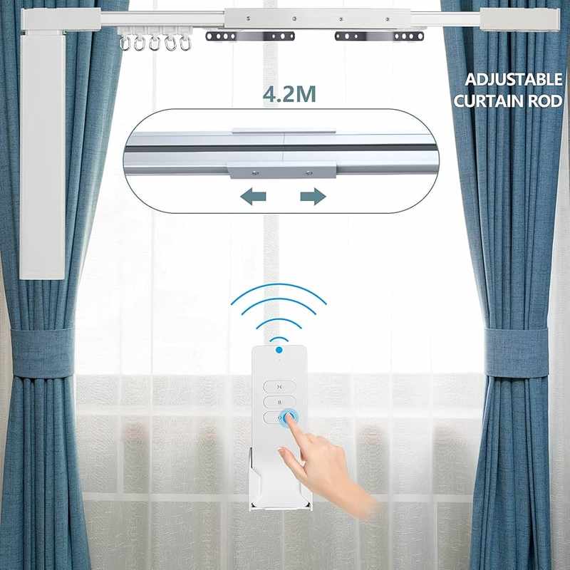 Adjustable Bali Universal Track Curtain Rod with Curtains