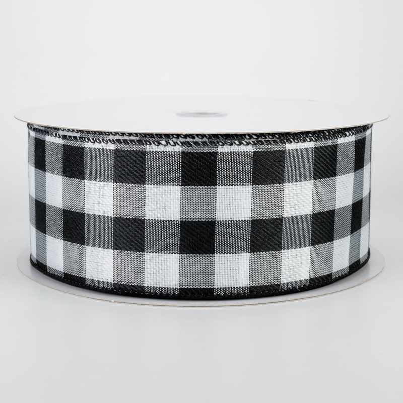 Black and White Buffalo Plaid Wired Ribbon