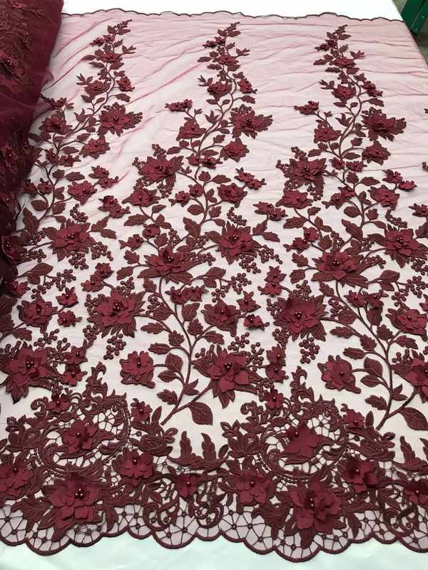 Beautiful Burgundy Lace Fabric